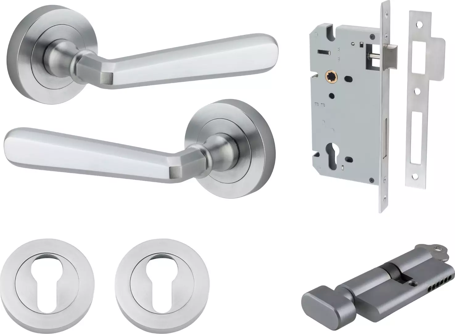 Copenhagen Lever - Round Rose Entrance Set - Key / Turn - SC