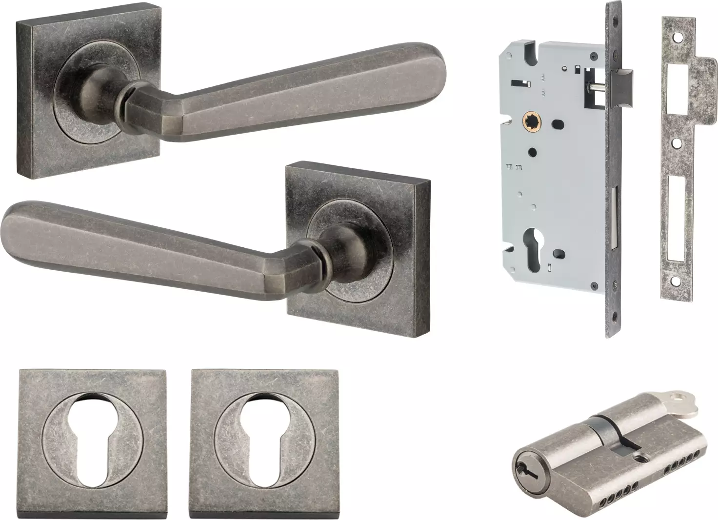 Copenhagen Lever - Square Rose Entrance Set - Key / Key - DN