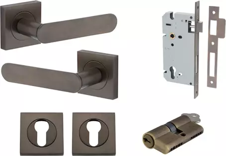 Bronte Lever - Square Rose Entrance Set - Key / Key - SB