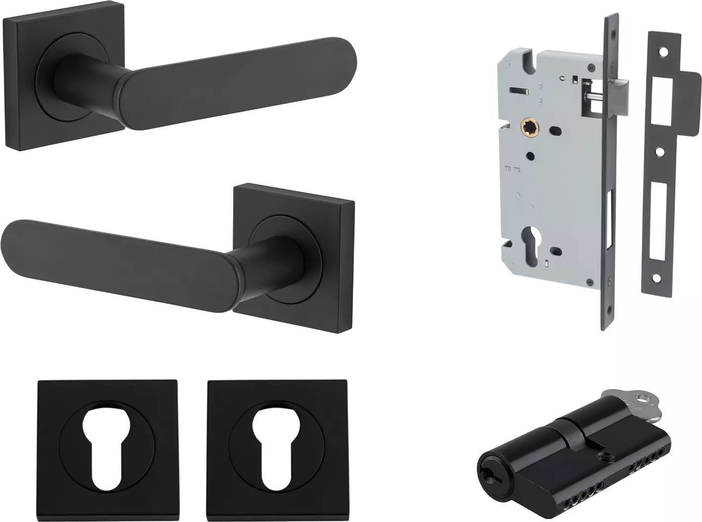 Bronte Lever - Square Rose Entrance Set - Key / Key - MB