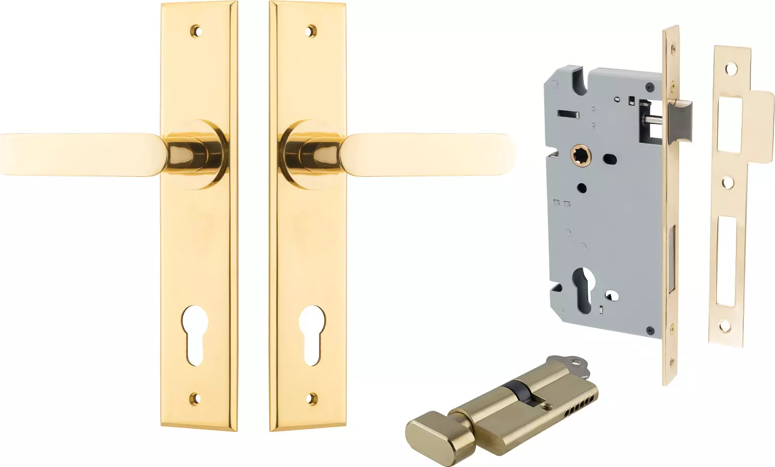 Bronte Lever - Chamfered Entrance Set - Key / Turn - PB
