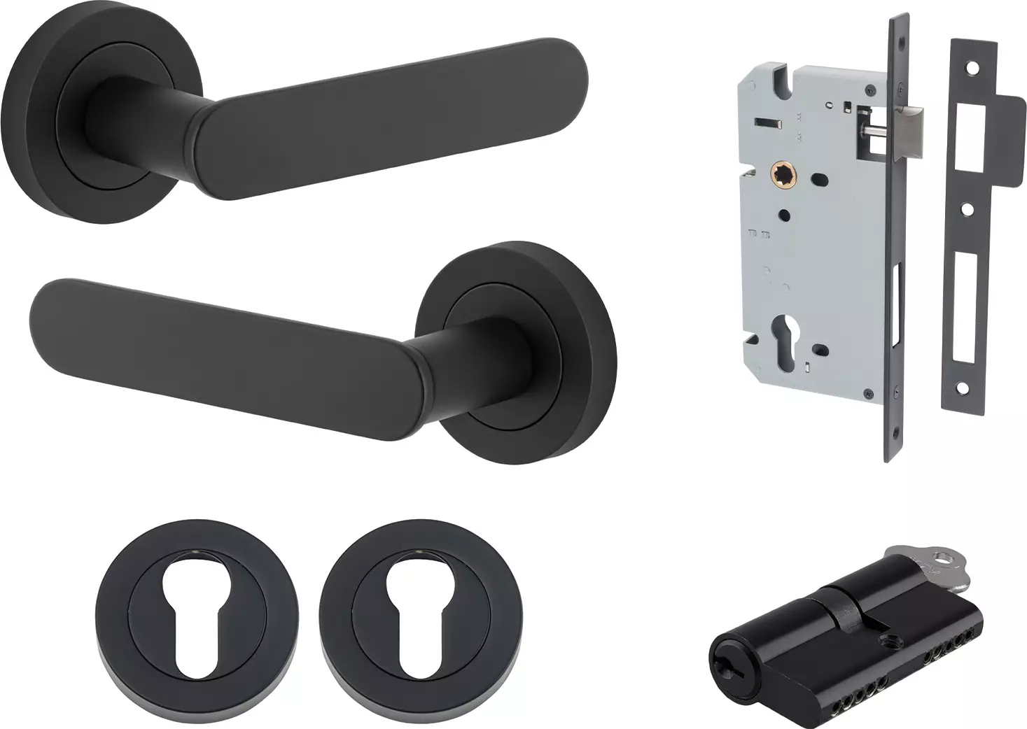 Bronte Lever - Round Rose Entrance Set - Key / Key - MB