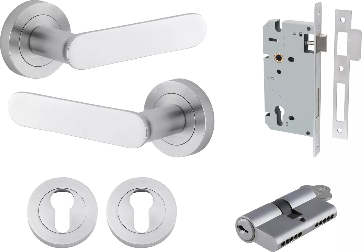 Bronte Lever - Round Rose Entrance Set - Key / Key - SC