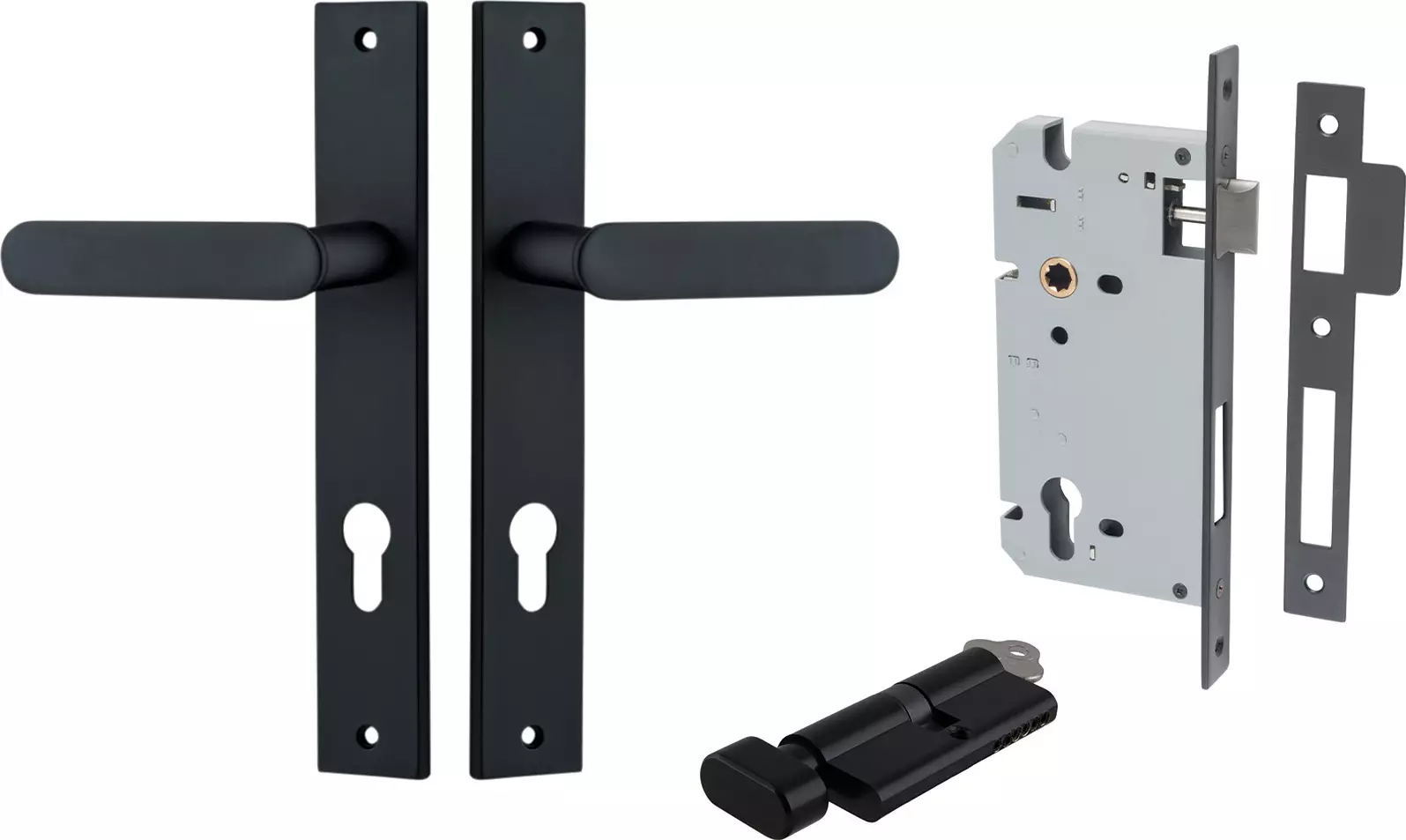 Bronte Lever - Rectangular Entrance Set - Key / Turn - MB