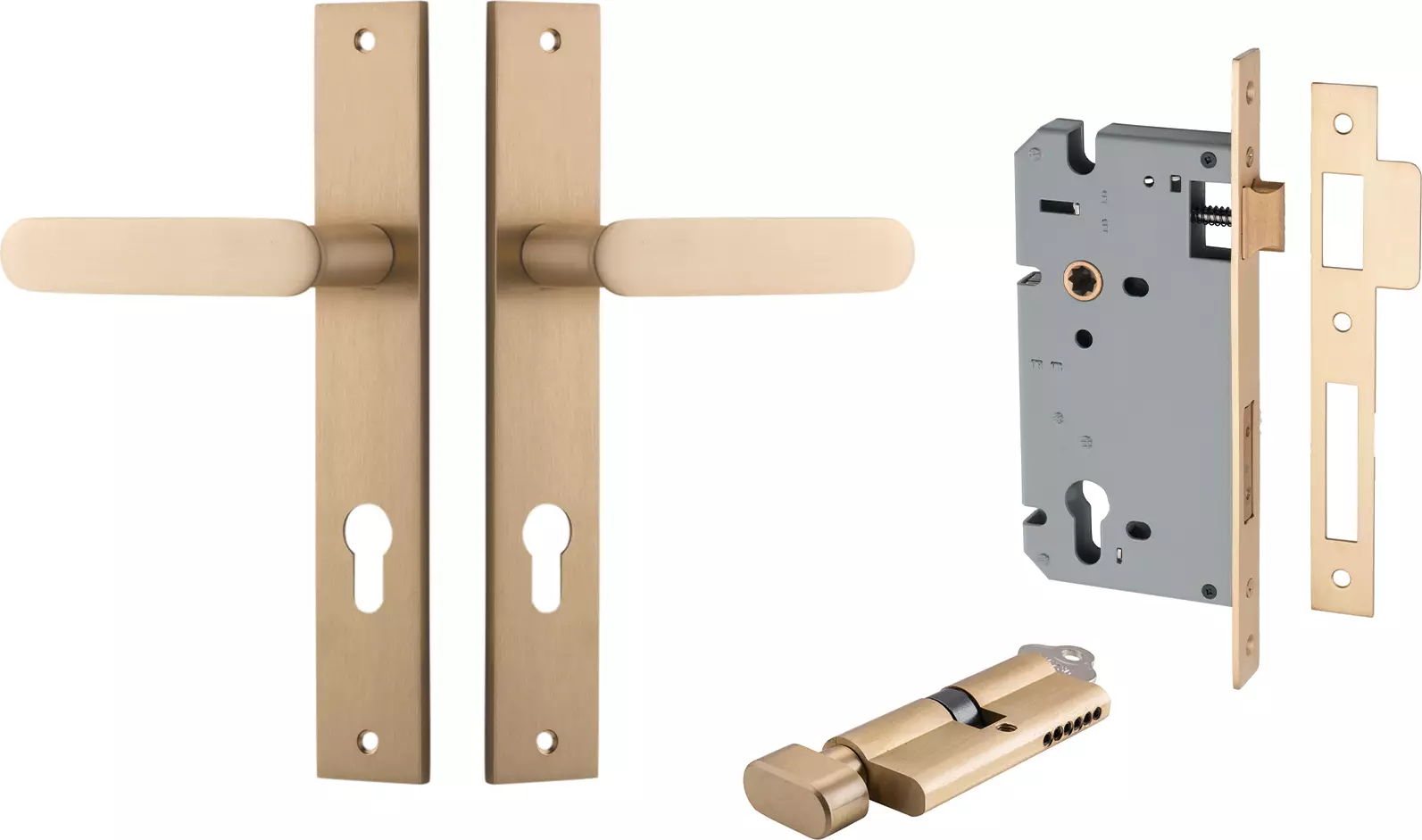 Bronte Lever - Rectangular Entrance Set - Key / Turn - BB