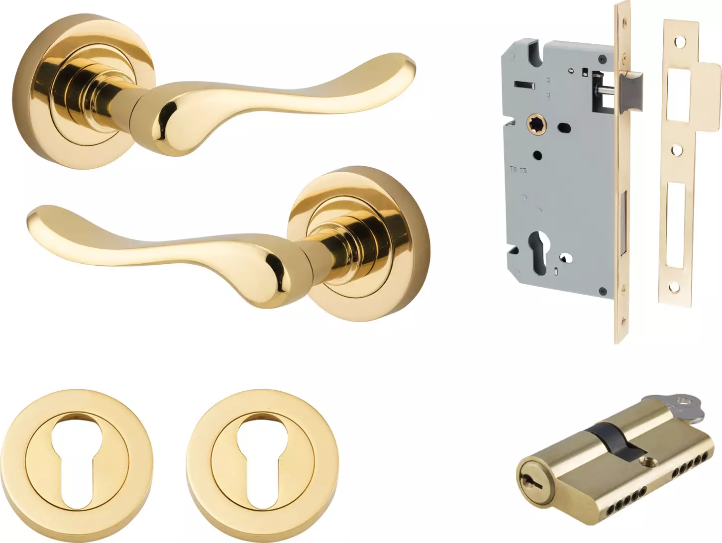 Stirling Lever - Round Rose Entrance Set - Key / Key - PB