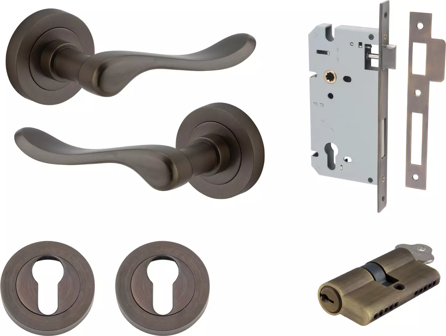 Stirling Lever - Round Rose Entrance Set - Key / Key - SB