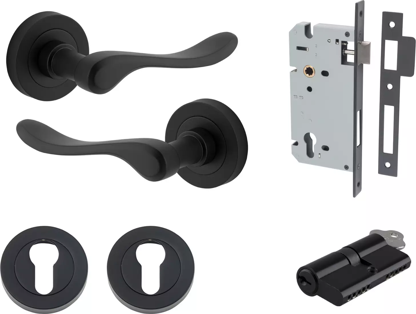 Stirling Lever - Round Rose Entrance Set - Key / Key - MB