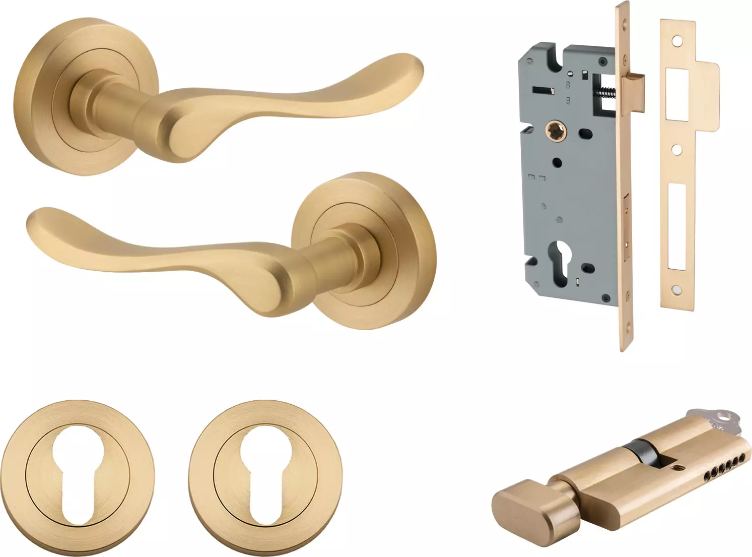 Stirling Lever - Round Rose Entrance Set - Key / Turn - BB