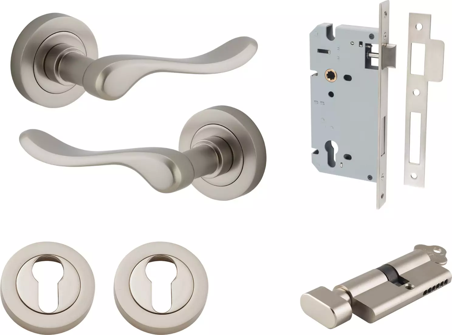 Stirling Lever - Round Rose Entrance Set - Key / Turn - SN