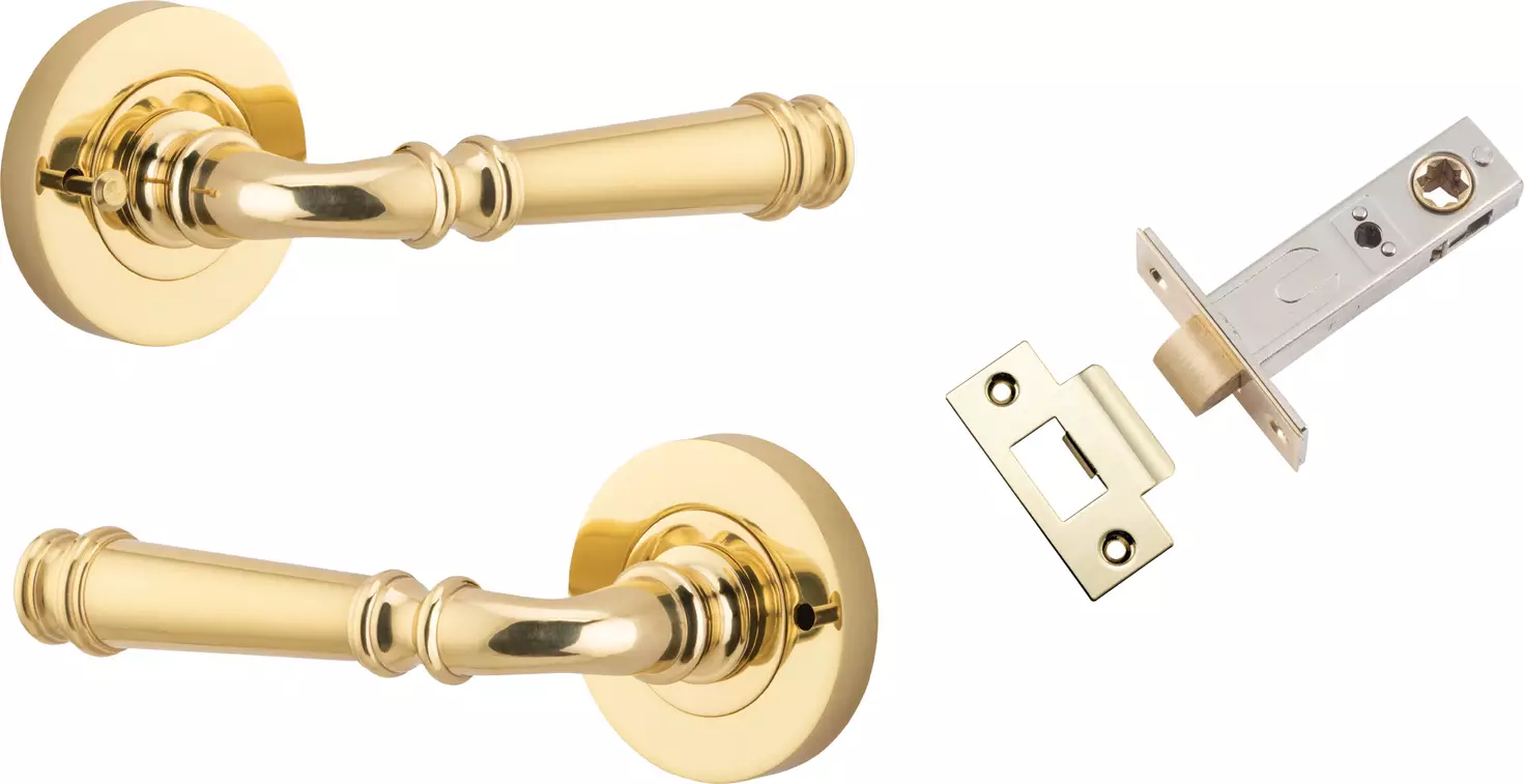 Verona Lever - Round Rose Integrated Privacy Set - PB