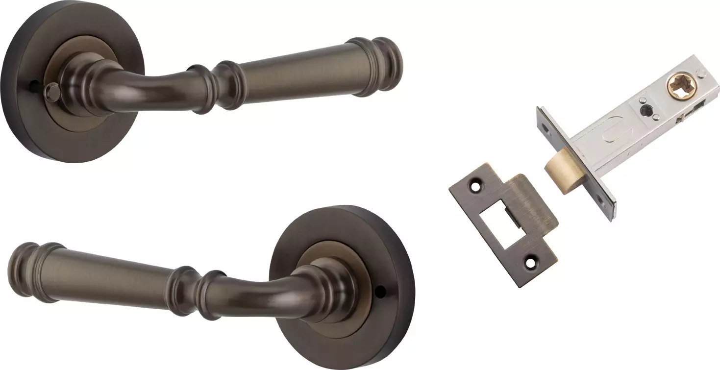 Verona Lever - Round Rose Integrated Privacy Set - SB