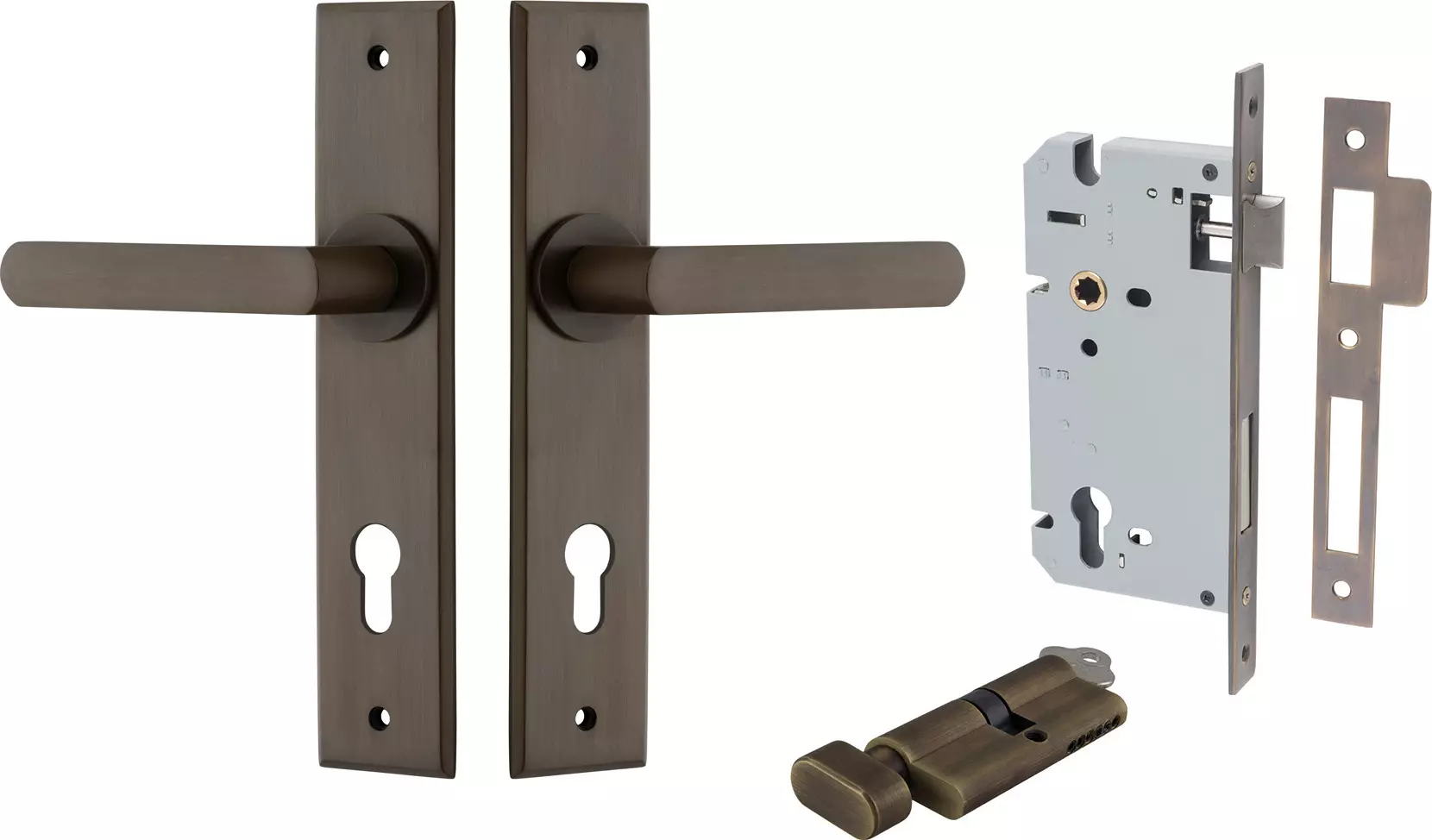 Osaka Lever - Chamfered Entrance Set - Key / Turn - SB