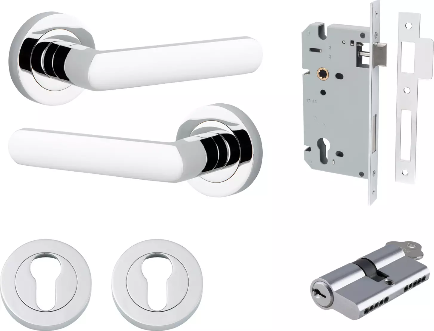 Osaka Lever - Round Rose Entrance Set - Key / Key - CP