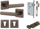 Osaka Lever - Square Rose Entrance Set - Key / Turn - SB