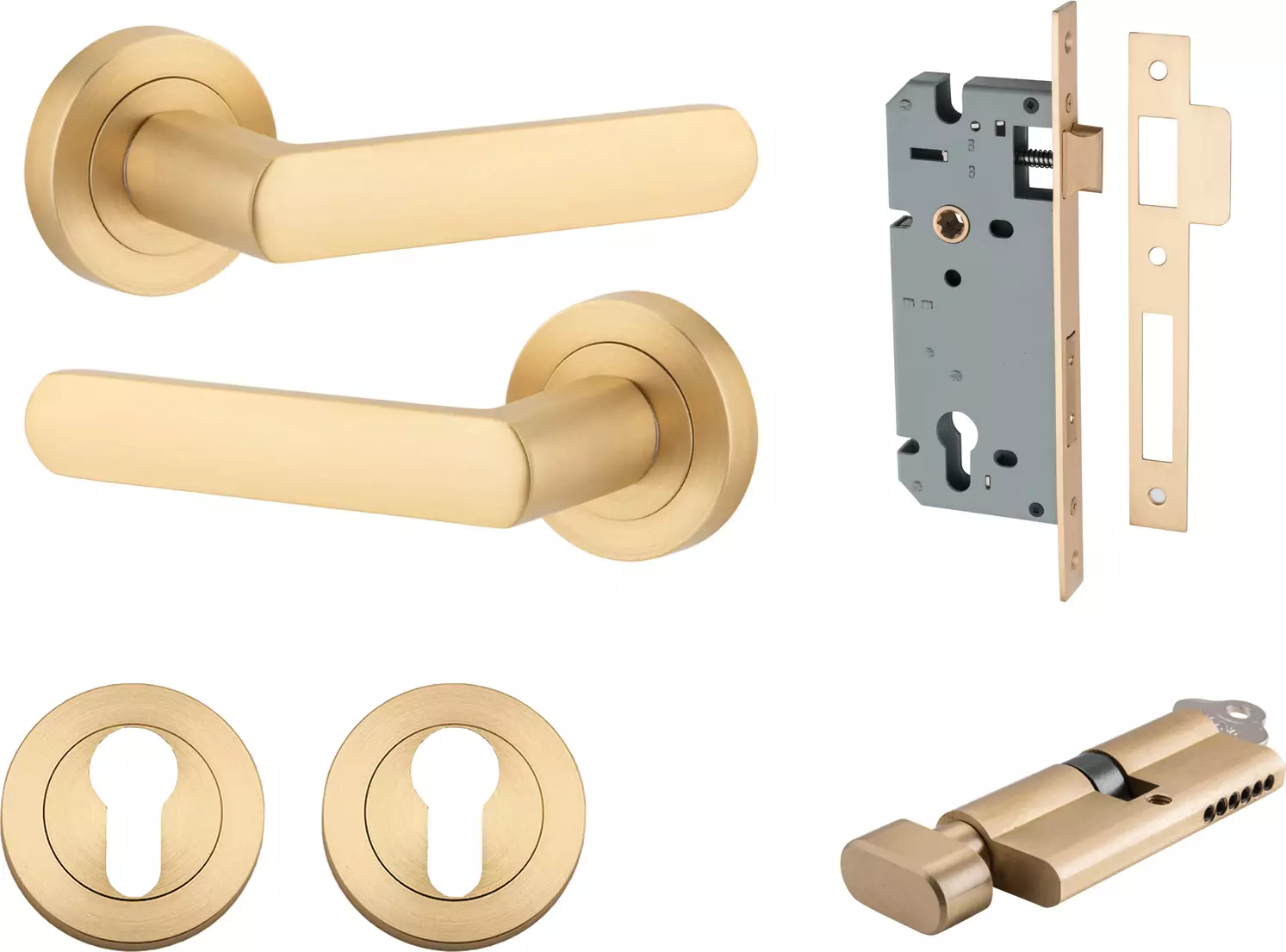 Osaka Lever - Round Rose Entrance Set - Key / Turn - BB