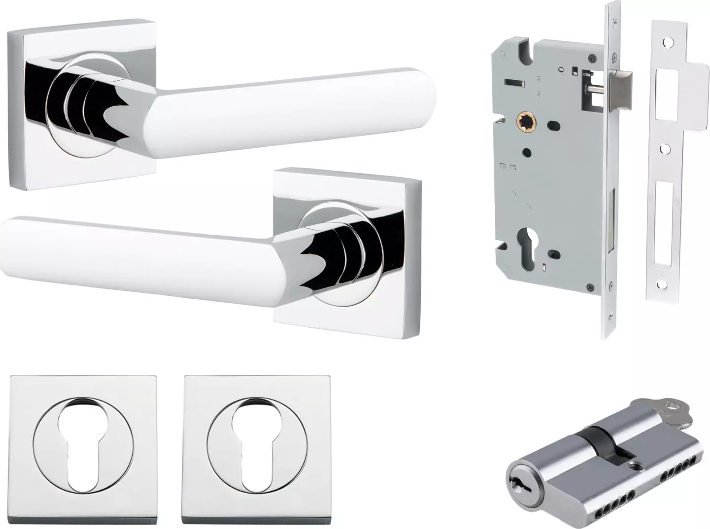 Osaka Lever - Square Rose Entrance Set - Key / Key - CP