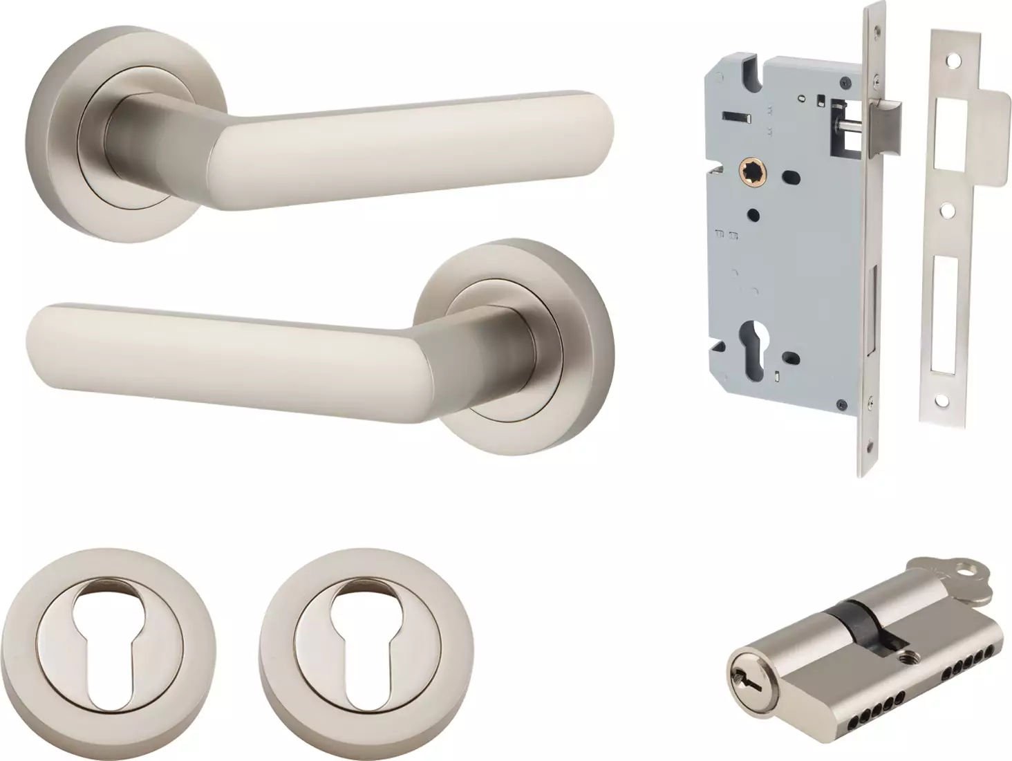 Osaka Lever - Round Rose Entrance Set - Key / Key - SN