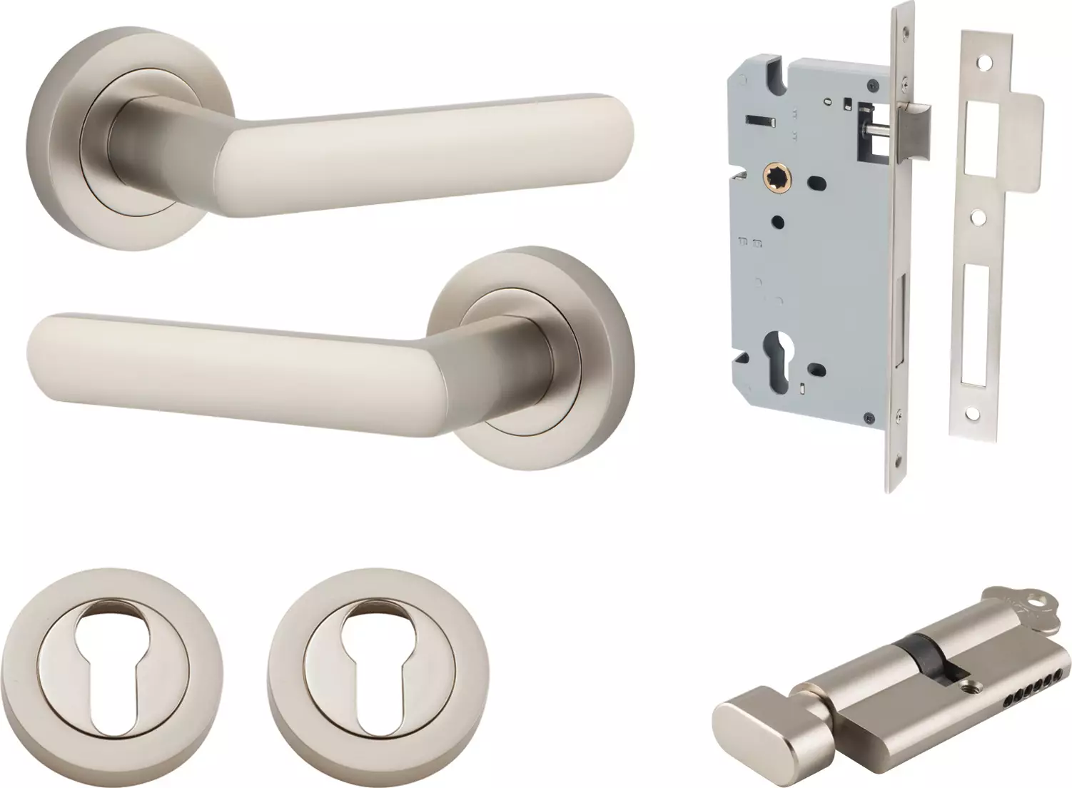 Osaka Lever - Round Rose Entrance Set - Key / Turn - SN