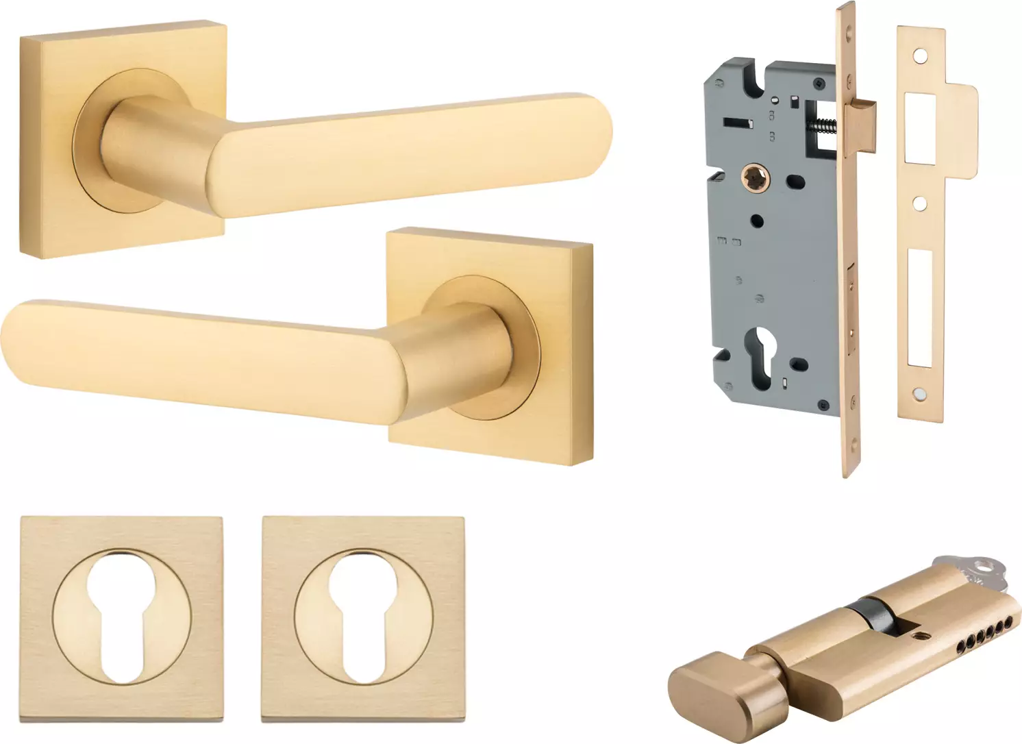 Osaka Lever - Square Rose Entrance Set - Key / Turn - BB