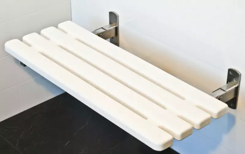 SS Folding Shower Seat 600mm - White Slat