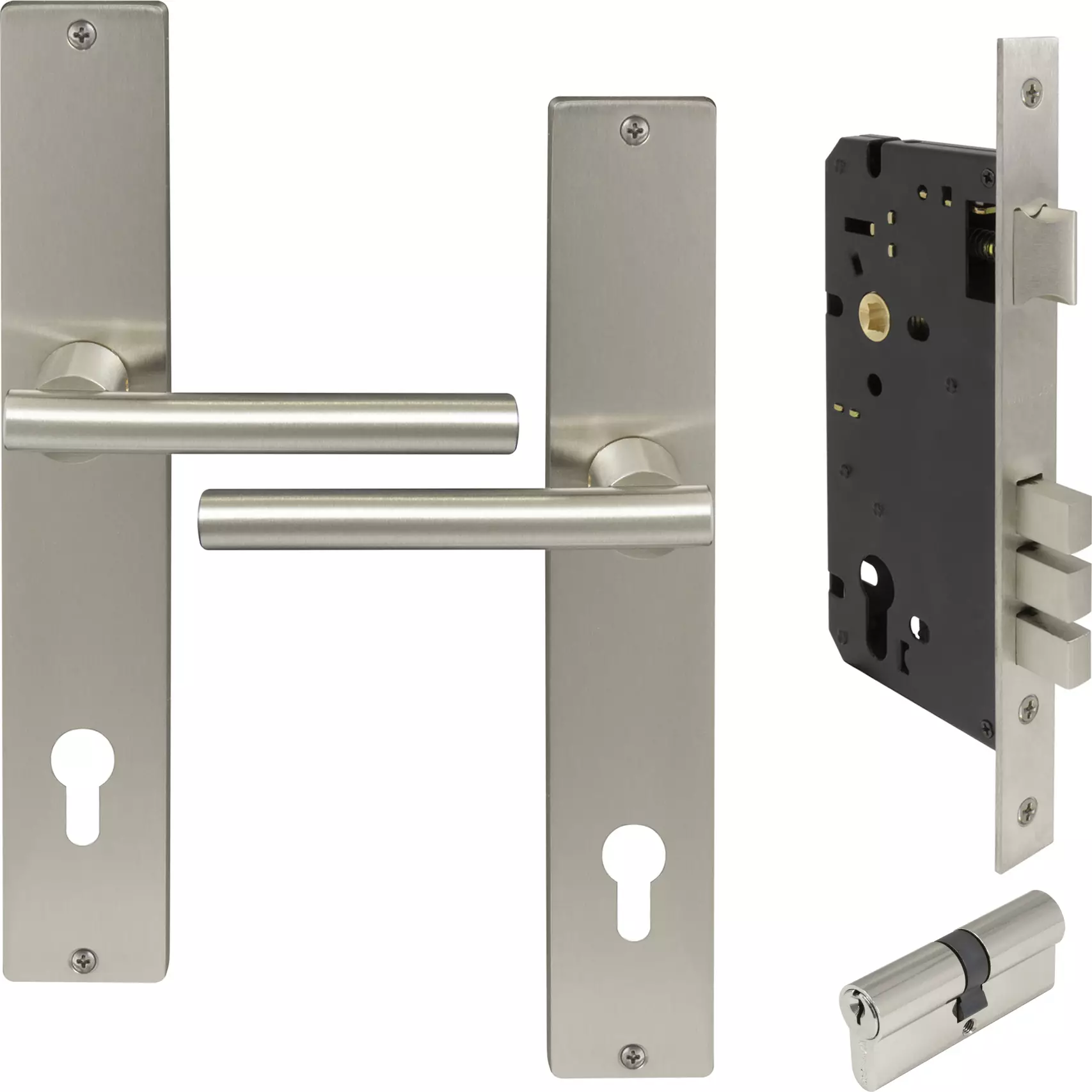 Charleston Square Longplate Entrance Set E85 - Key/Key - BN