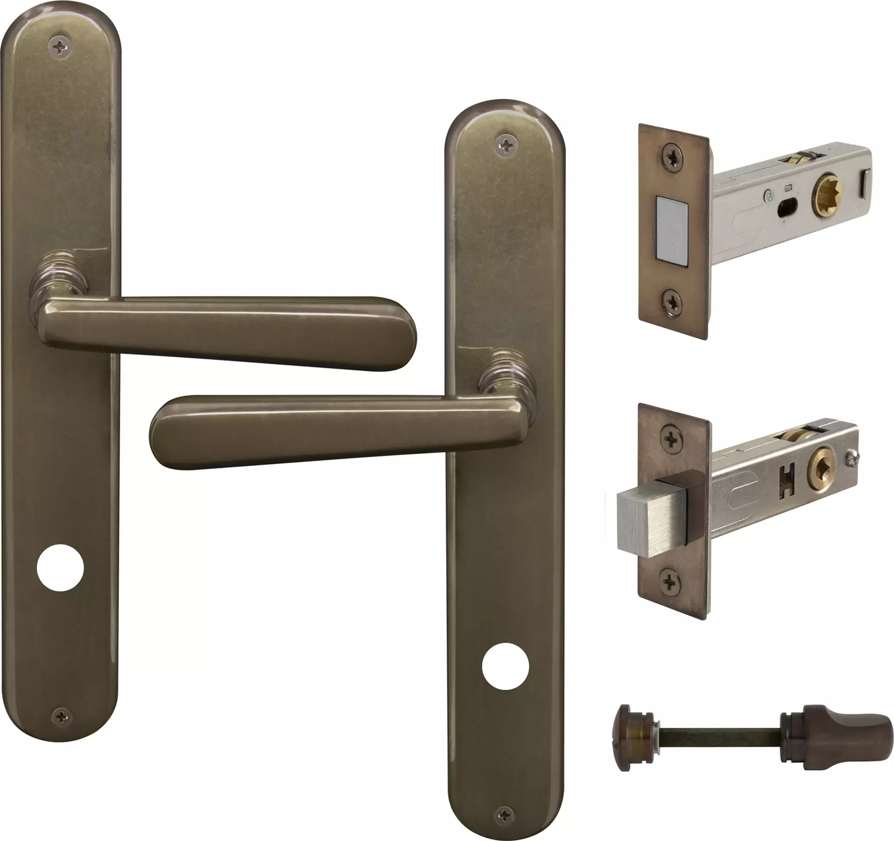 Villa Longplate Oval Privacy Set - Magn. Latch - AB