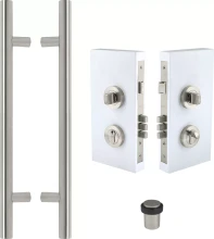 600mm - 32mm SS Round Pull + Lock + Stop Combo Set