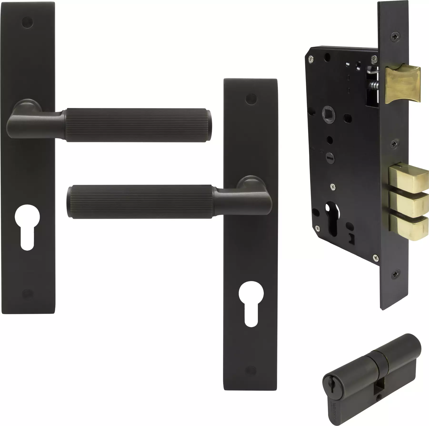 Lumina Longplate Entrance Set - K/K - Linear Knurl - DRB