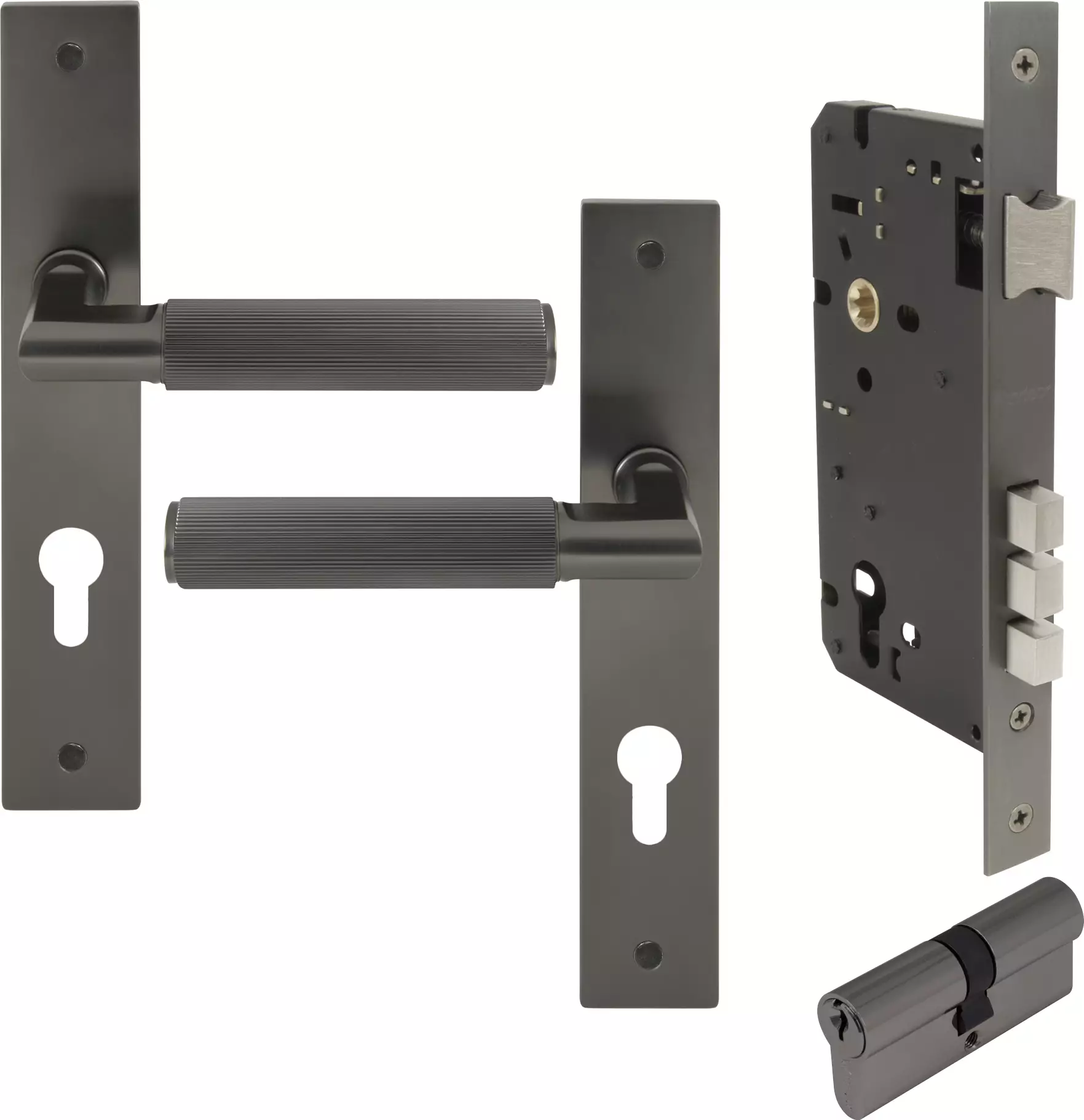 Lumina Longplate Entrance Set - K/K - Linear Knurl - GN