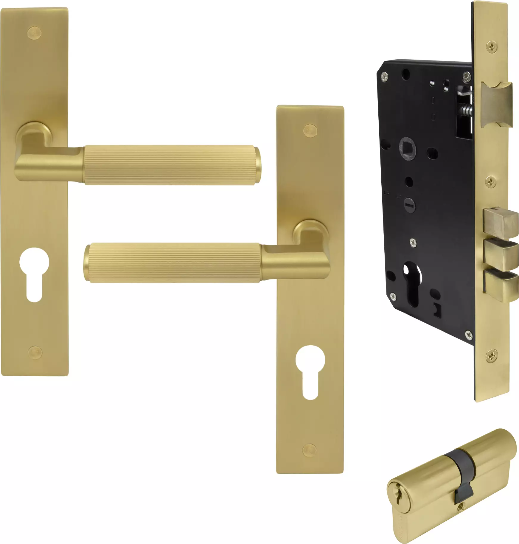 Lumina Longplate Entrance Set - K/K - Linear Knurl - MSB