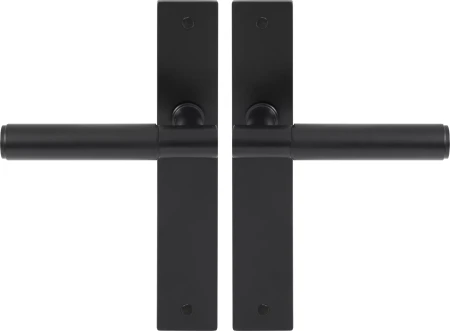 Lumina Longplate Lever Set - Linear Knurl - BLK