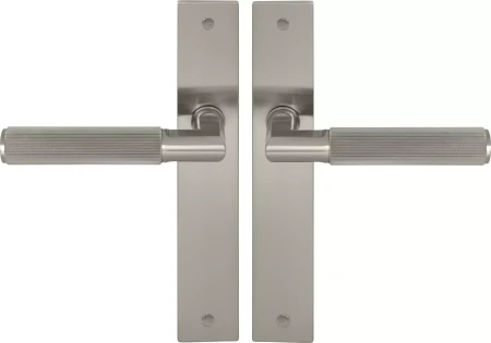 Lumina Longplate Lever Set - Linear Knurl - BN