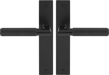 Lumina Longplate Lever Set - Diamond Knurl   - BLK