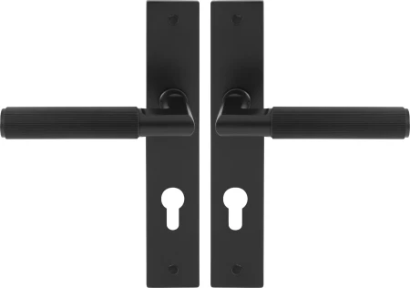 Lumina Longplate Euro Handles - Linear Knurl  - BLK