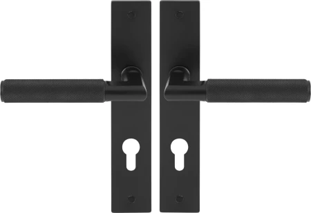 Lumina Longplate Euro Handles - Diamond Knurl   - BLK