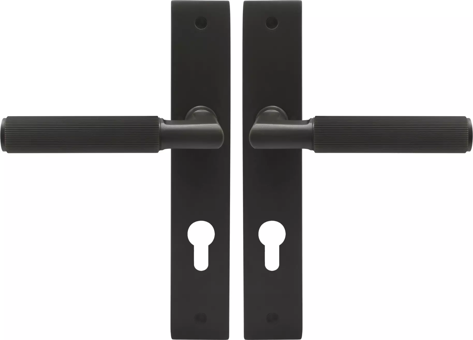 Lumina Longplate Euro Handles - Linear Knurl  - DRB