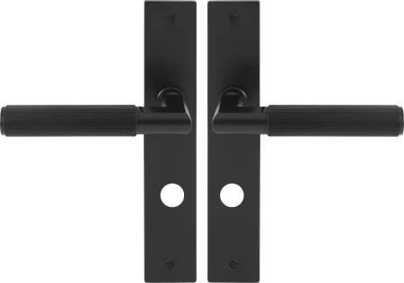 Lumina Longplate Privacy Handles - Linear Knurl - BLK