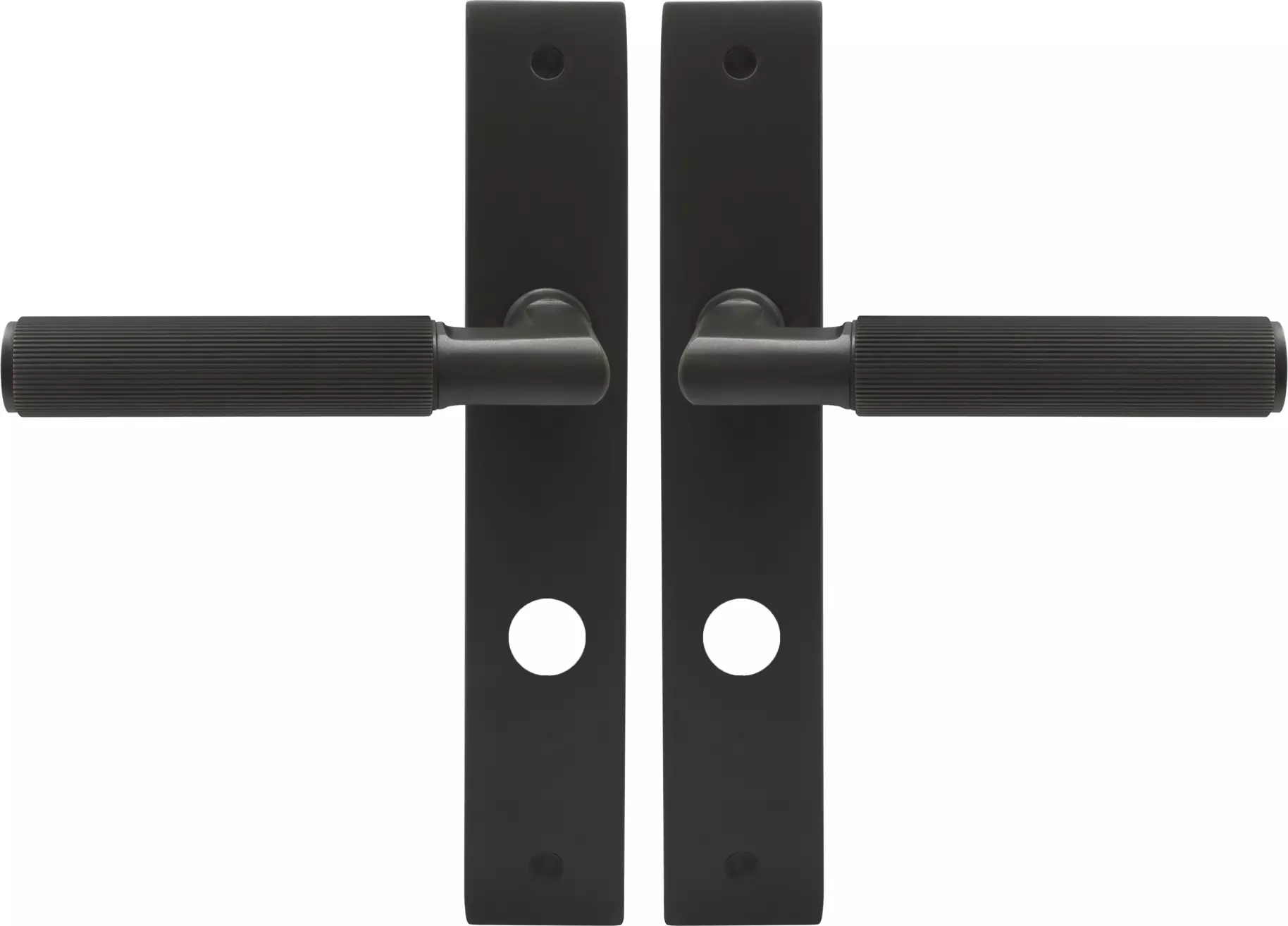 Lumina Longplate Privacy Handles - Linear Knurl - DRB