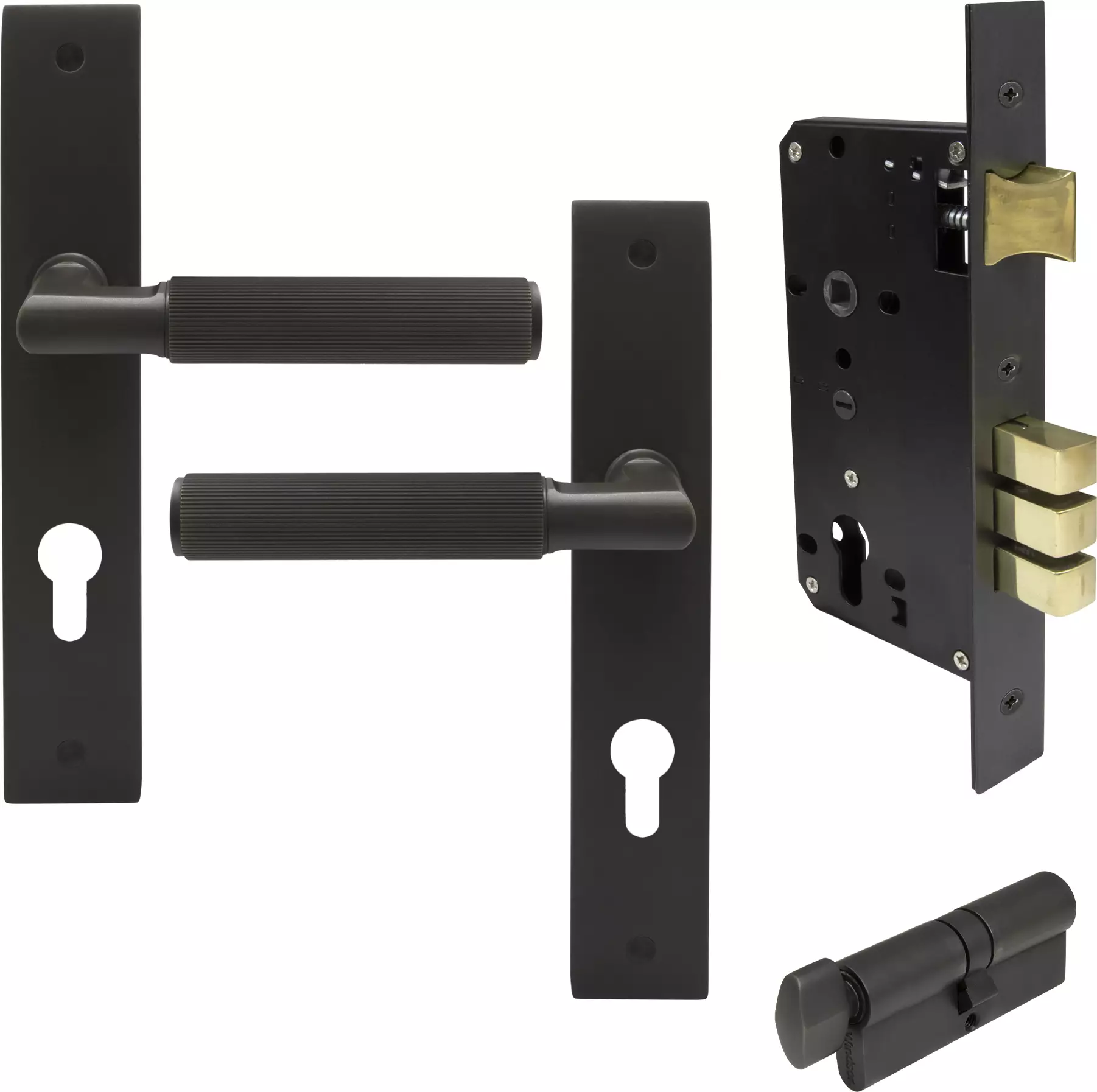 Lumina Longplate Entrance Set - K/T - Linear Knurl - DRB