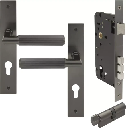 Lumina Longplate Entrance Set - K/T - Linear Knurl - GN