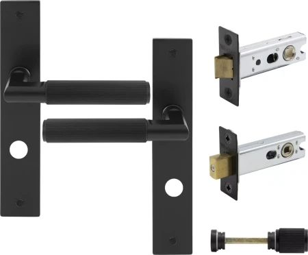 Lumina Longplate Privacy Set - Linear Knurl - BLK