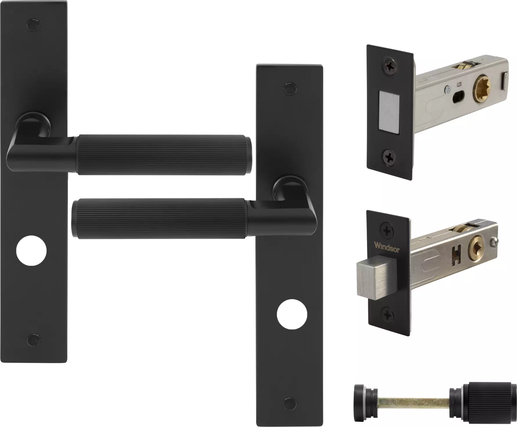 Lumina Longplate Privacy Set - Magn. Latch - Linear Knurl - BLK