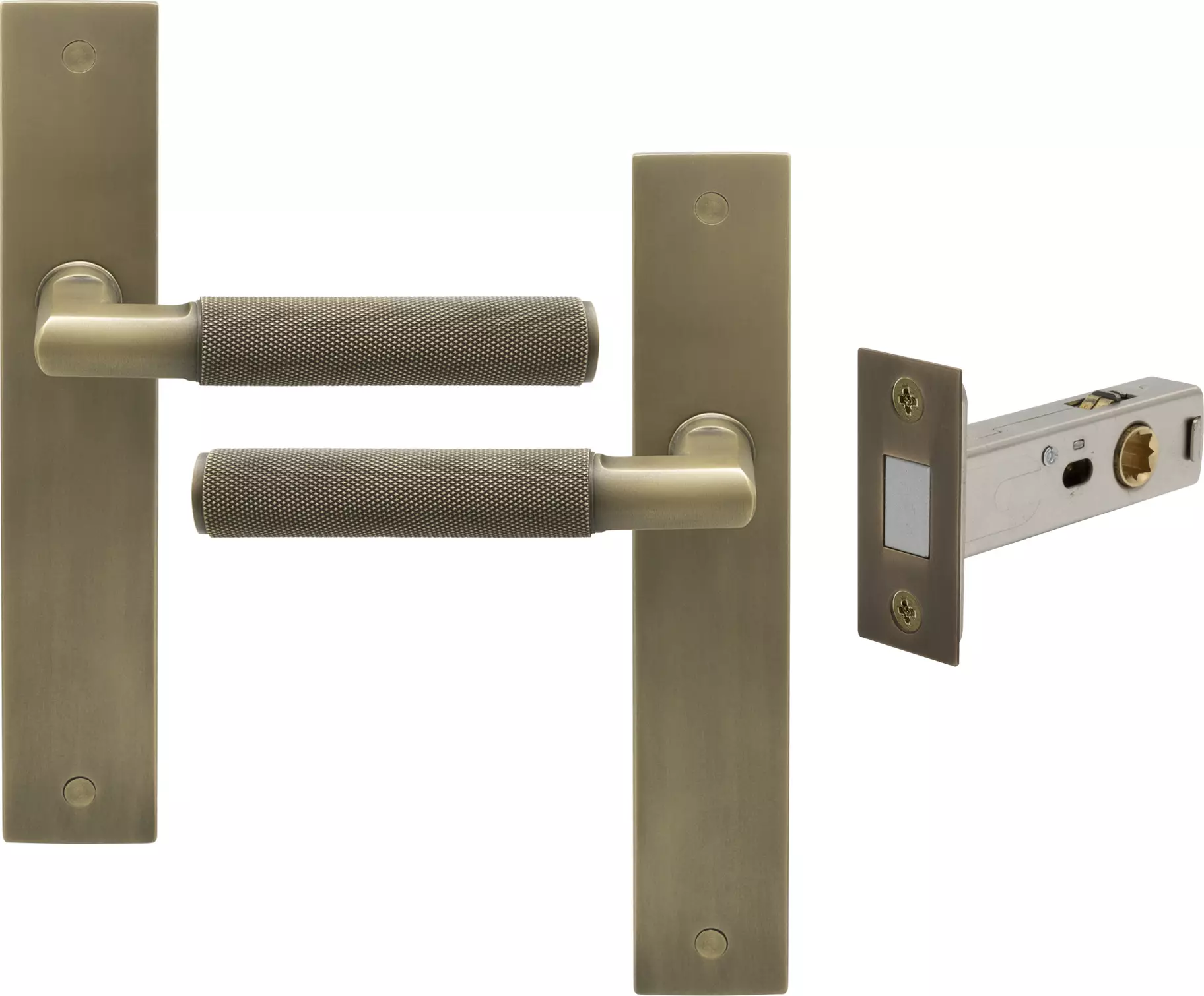 Lumina Longplate Passage Set - Magn. Latch - Diamond Knurl   - RB