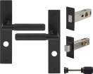 Lumina Longplate Privacy Set - Magn. Latch - Diamond Knurl   - BLK