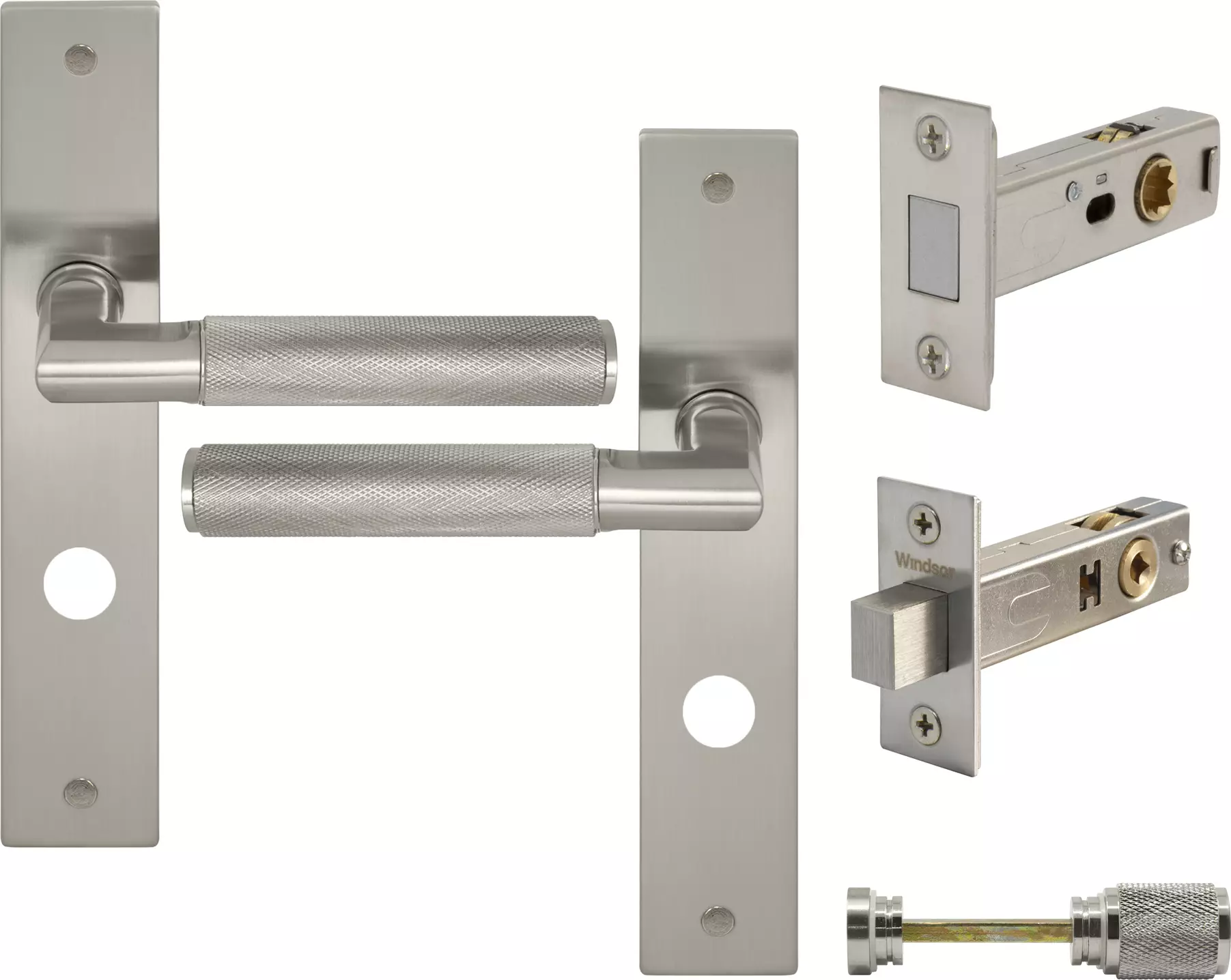 Lumina Longplate Privacy Set - Magn. Latch - Diamond Knurl   - BN