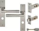 Lumina Longplate Privacy Set - Magn. Latch - Diamond Knurl   - BN