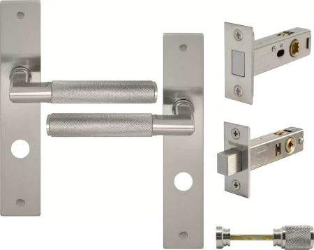 Lumina Longplate Privacy Set - Magn. Latch - Diamond Knurl   - BN