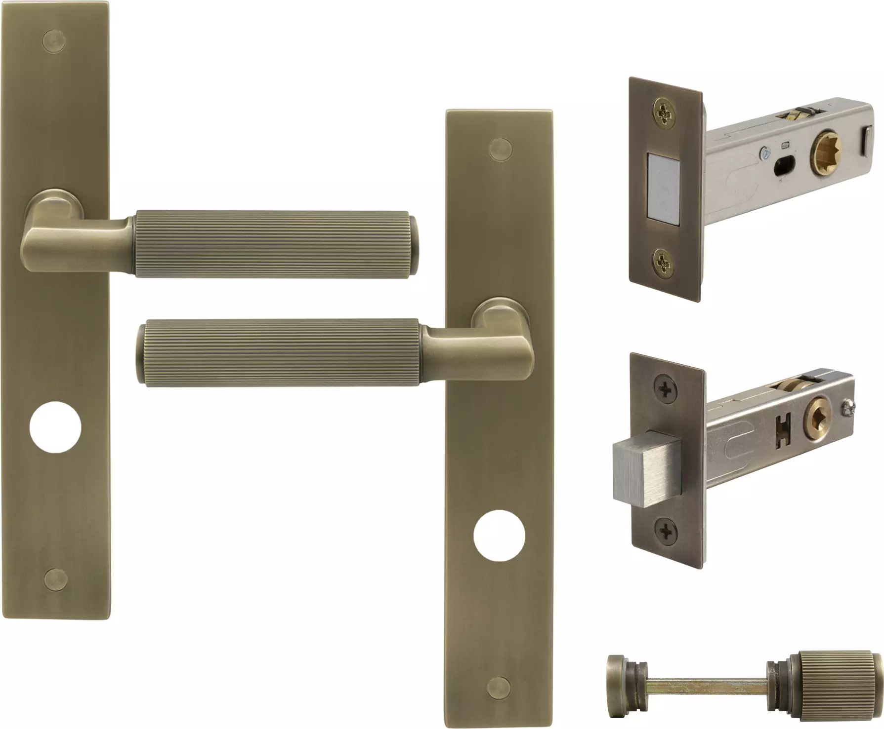 Lumina Longplate Privacy Set - Magn. Latch - Linear Knurl - RB