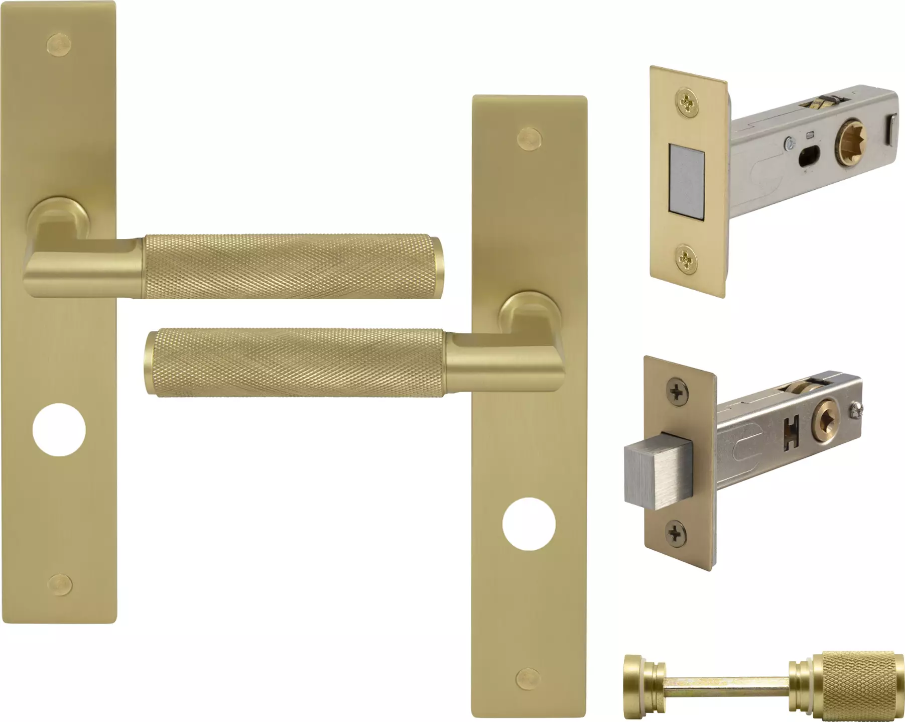 Lumina Longplate Privacy Set - Magn. Latch - Diamond Knurl   - MSB